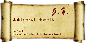 Jablonkai Henrik névjegykártya